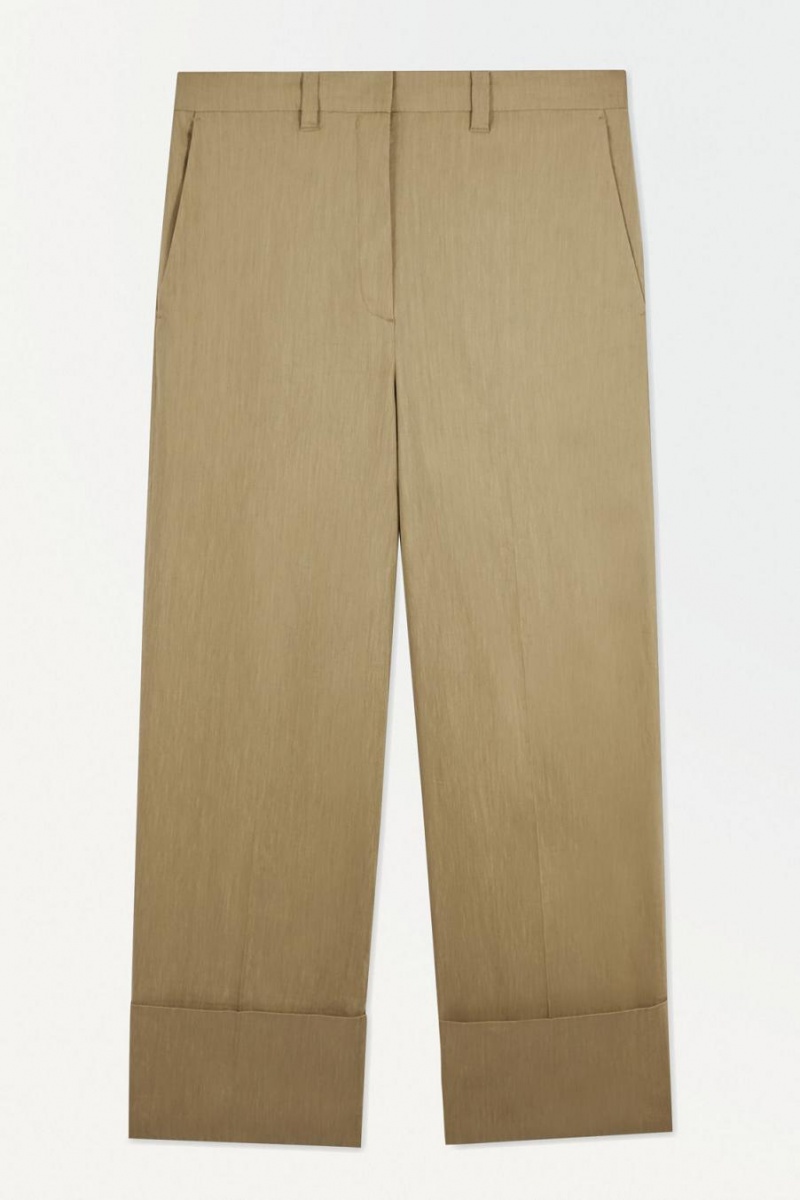 Pantaloni Dama COS The Largi-leg Turn-up Chinos Bej Inchis | WLXHS-7413
