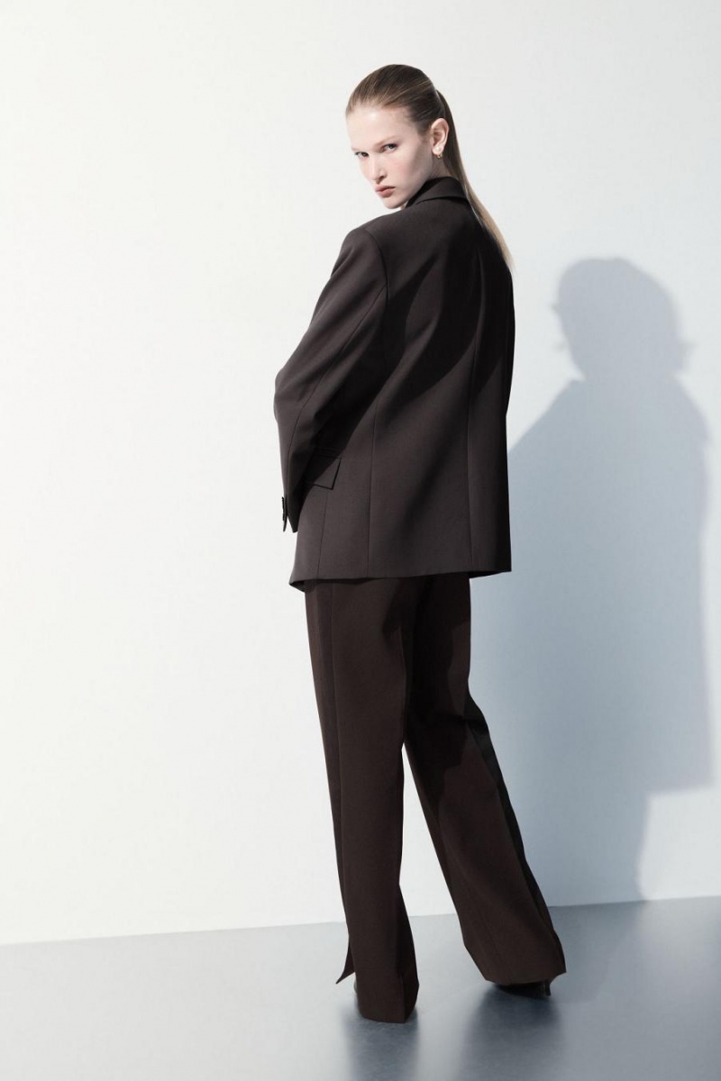 Pantaloni Dama COS The Tuxedo-stripe Maro Inchis | TJORX-6914