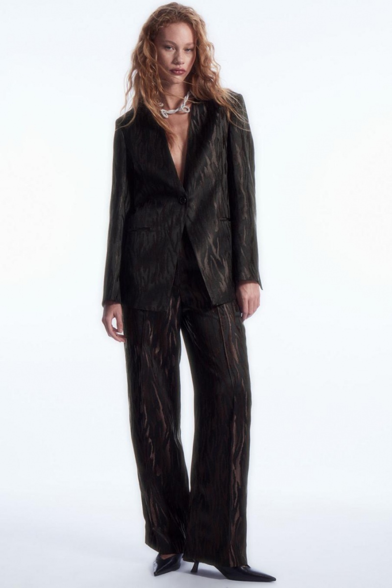 Pantaloni Dama COS Zebra-jacquard Tailored Maro Inchis Negrii | HFNXW-1350