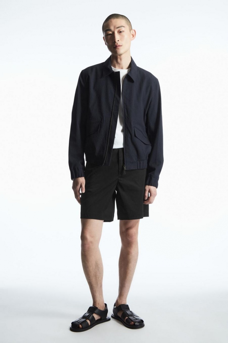Pantaloni Scurti Barbati COS Elasticated Bumbac-blend Negrii | CKYQA-2985