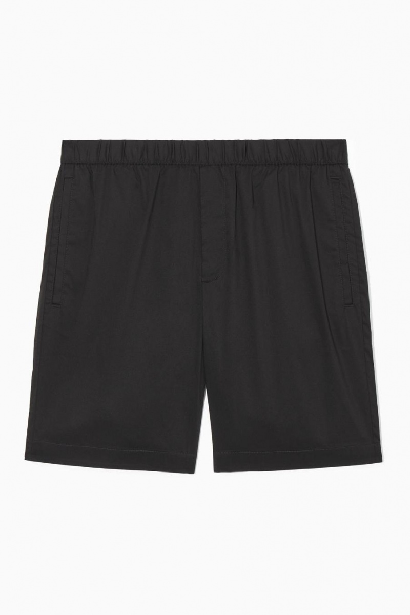 Pantaloni Scurti Barbati COS Elasticated Bumbac-blend Negrii | CKYQA-2985