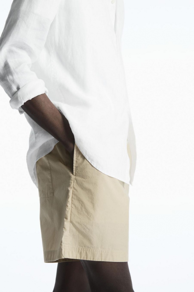 Pantaloni Scurti Barbati COS Elasticated Poplin Bej | WZUNC-5206