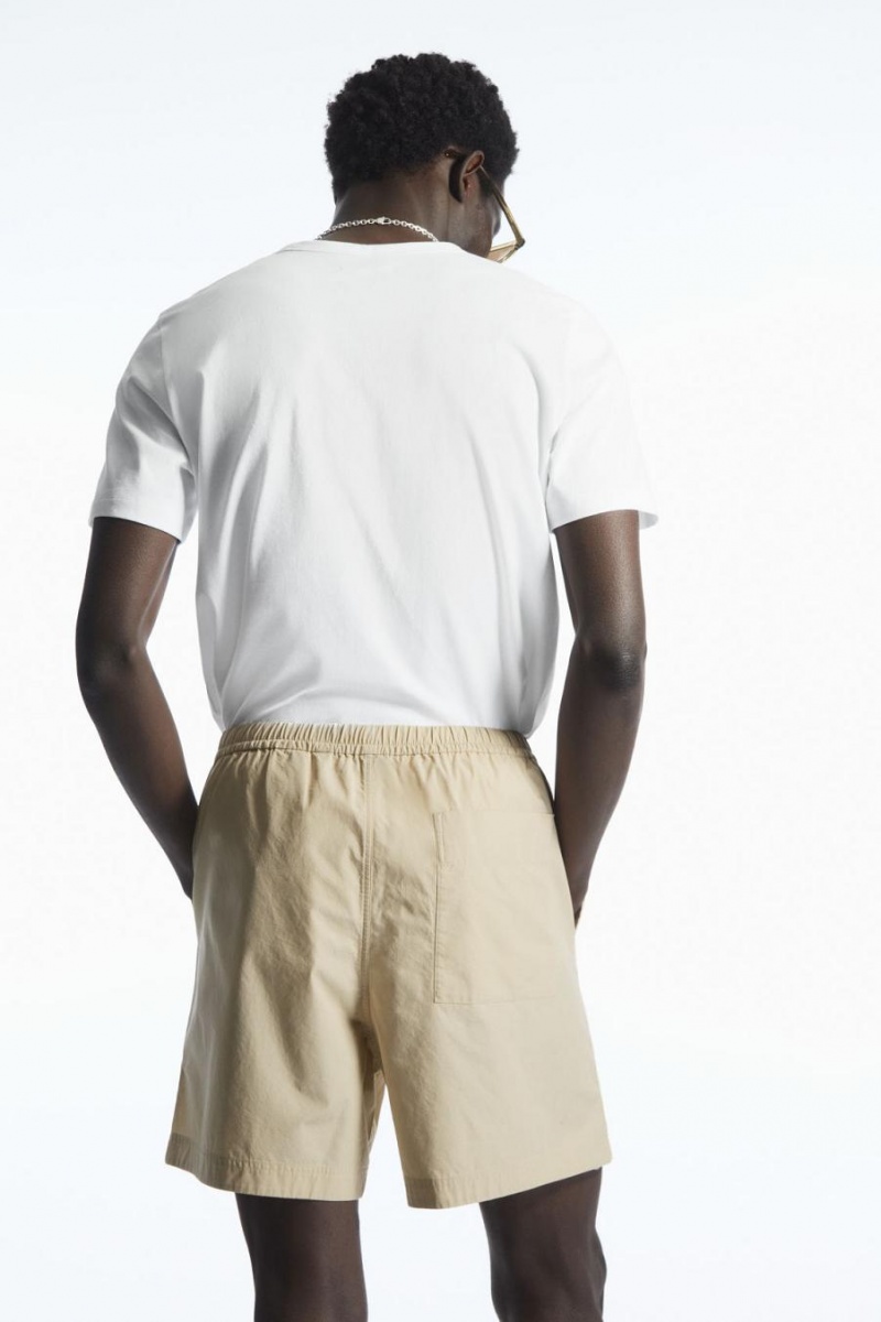 Pantaloni Scurti Barbati COS Elasticated Poplin Bej | WZUNC-5206
