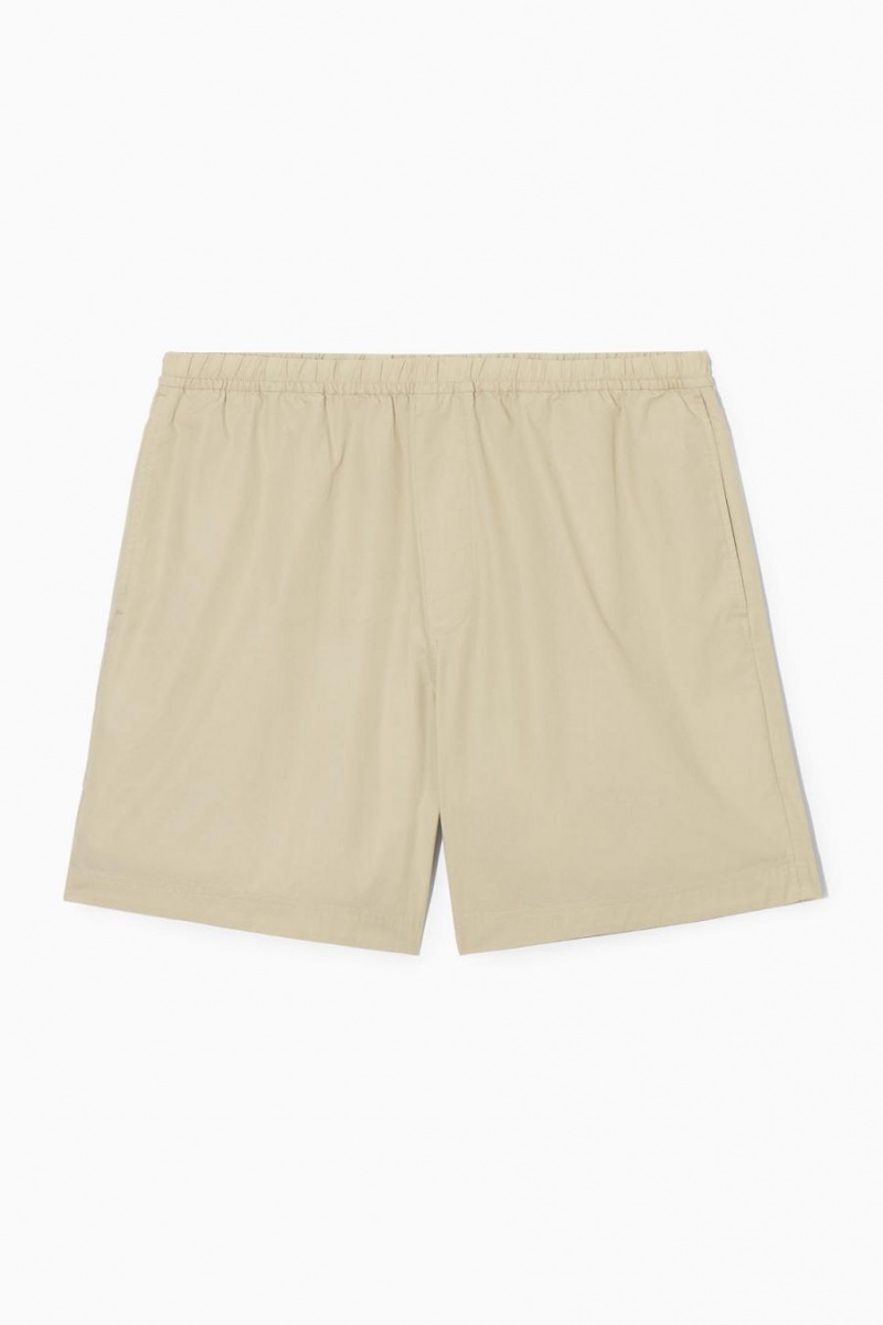 Pantaloni Scurti Barbati COS Elasticated Poplin Bej | WZUNC-5206