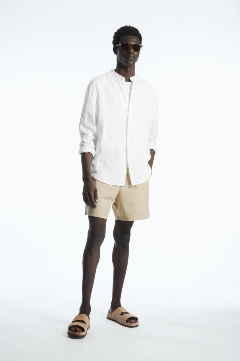 Pantaloni Scurti Barbati COS Elasticated Poplin Bej | WZUNC-5206
