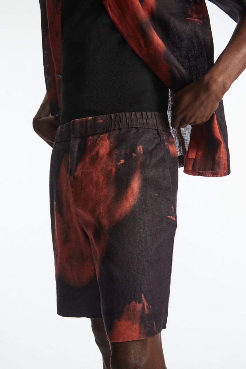 Pantaloni Scurti Barbati COS Elasticated Linen Bleumarin Rosii | NGDER-2158