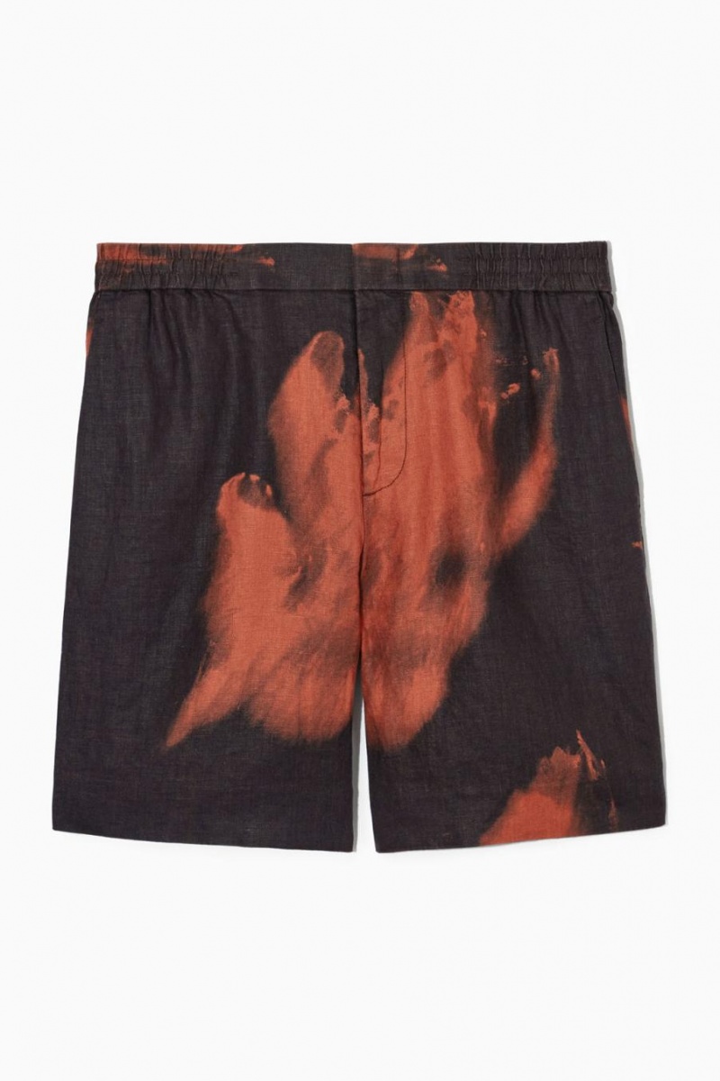 Pantaloni Scurti Barbati COS Elasticated Linen Bleumarin Rosii | NGDER-2158