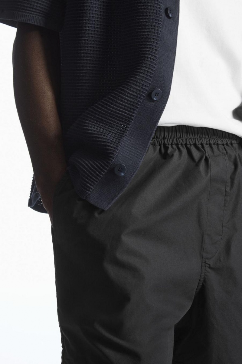 Pantaloni Scurti Barbati COS Elasticated Poplin Negrii | ALTSH-9582