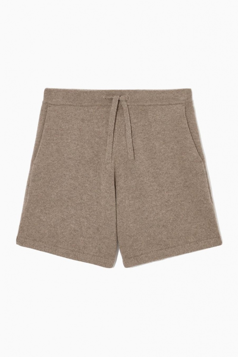 Pantaloni Scurti Barbati COS Pure Cashmere Drawstring Bej Inchis | BCWVY-2175
