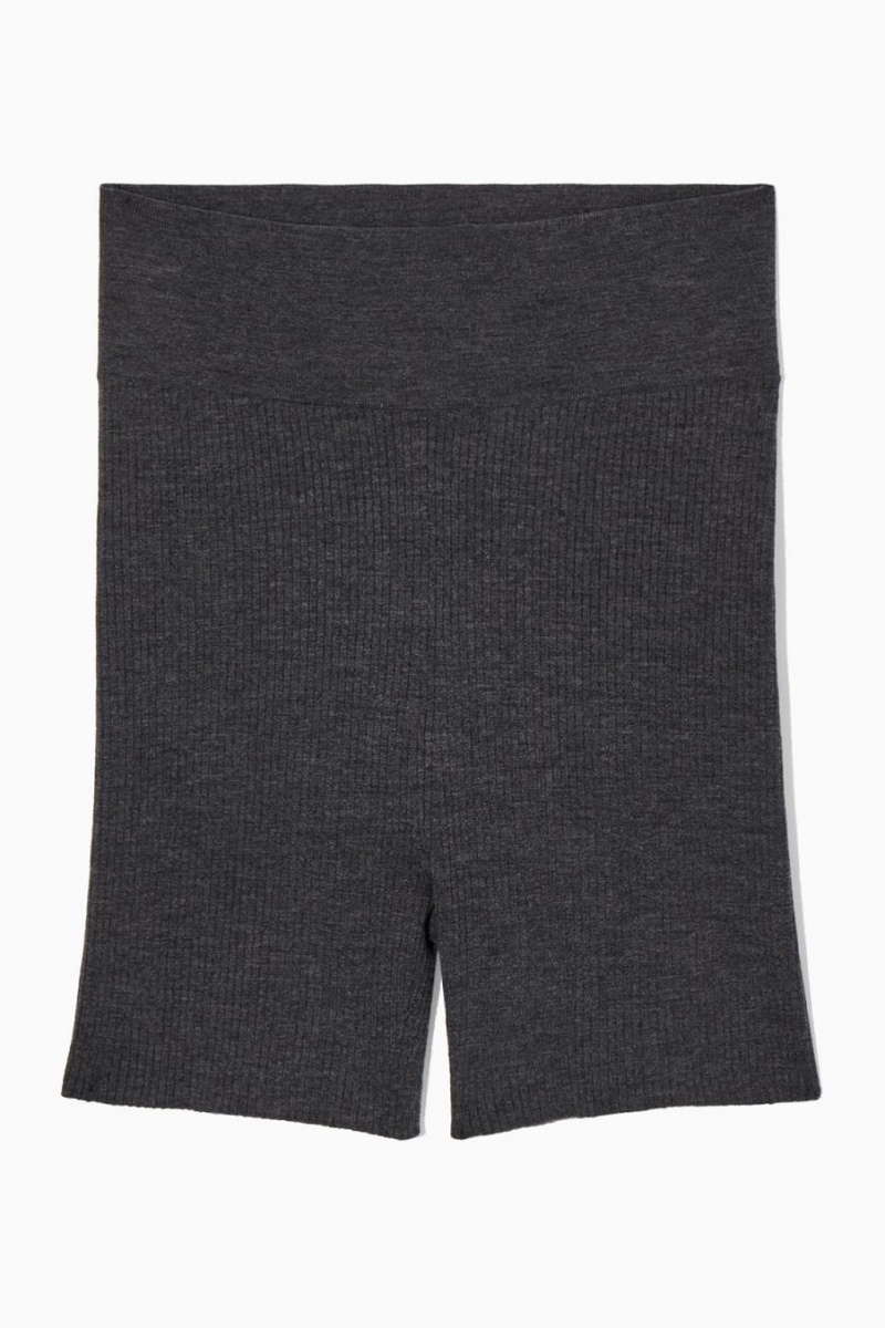 Pantaloni Scurti Dama COS Cu Nervuri-knit Merino Lână Gri Inchis | LEAVP-2308