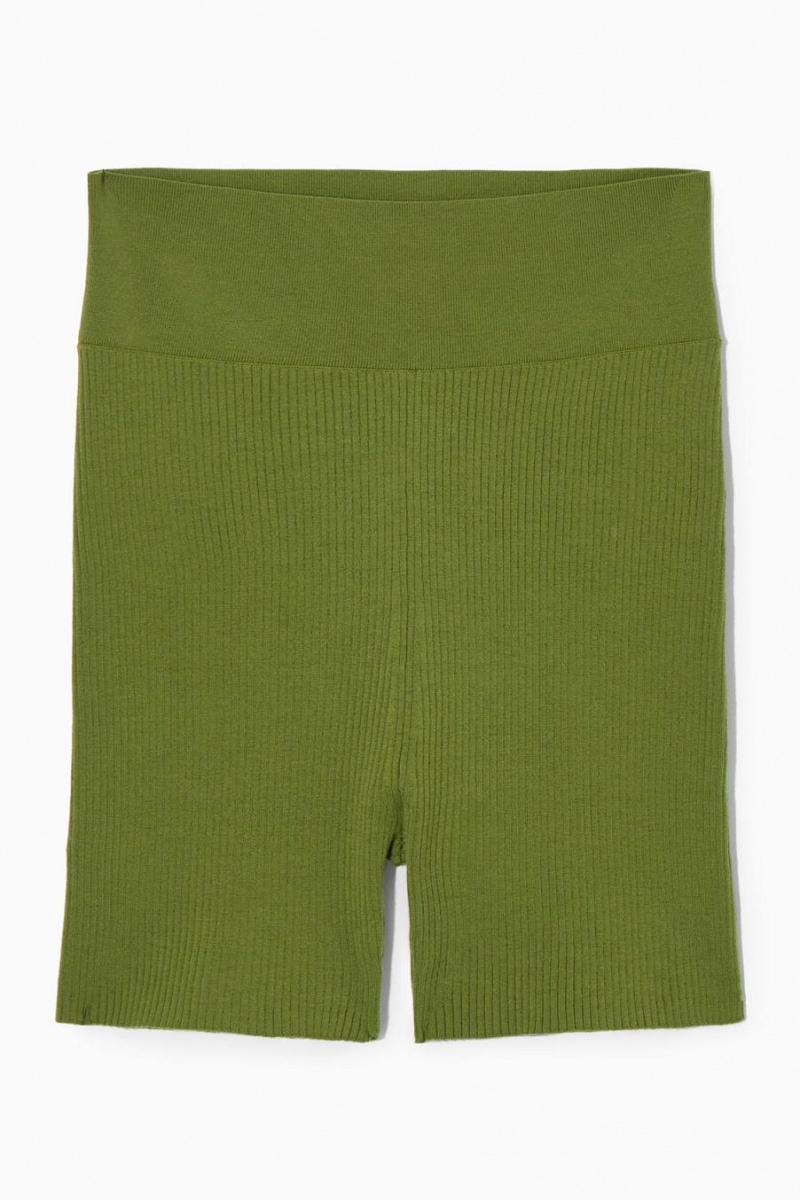 Pantaloni Scurti Dama COS Cu Nervuri-knit Merino Lână Verzi | FUBIP-7123