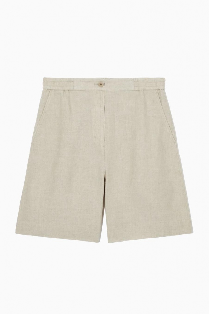 Pantaloni Scurti Dama COS Elasticated Linen Bej Deschis | ENYLF-5634