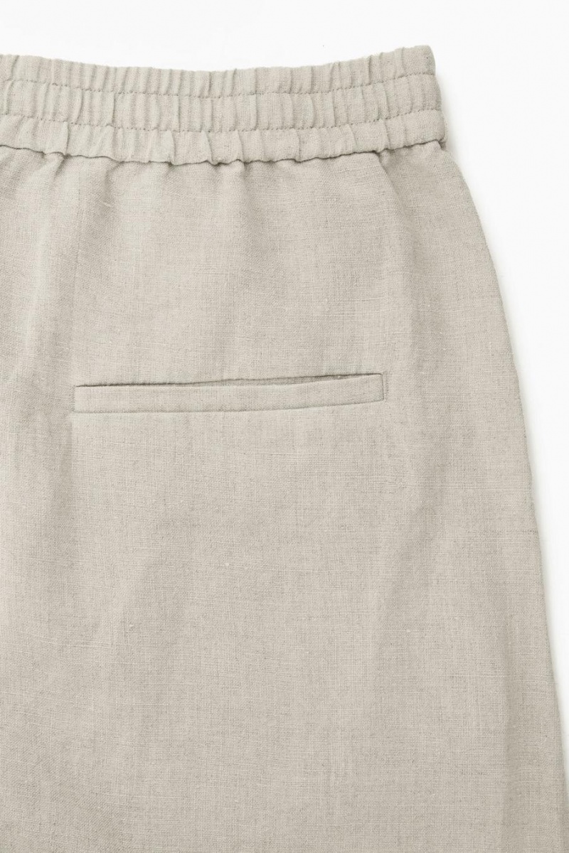 Pantaloni Scurti Dama COS Elasticated Linen Bej Deschis | ENYLF-5634