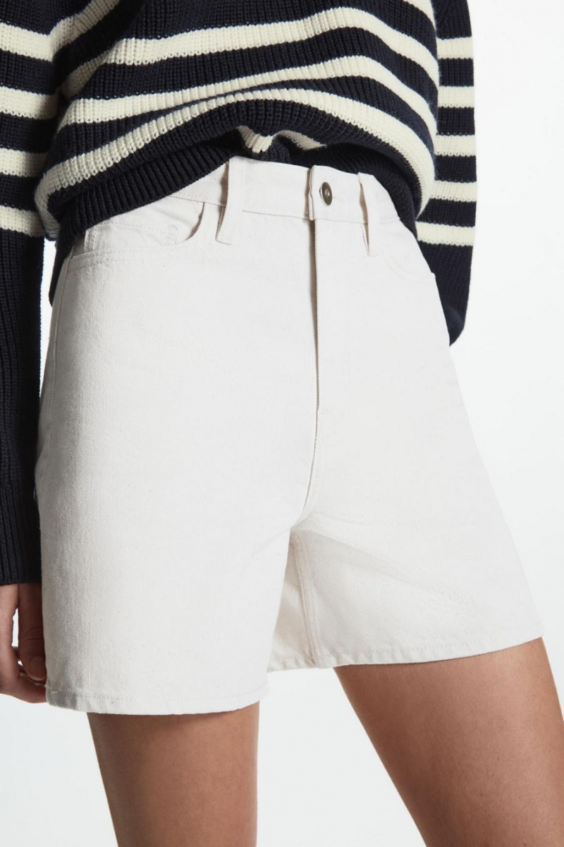Pantaloni Scurti Dama COS Relaxed-fit Denim Albi | VNGCK-2694