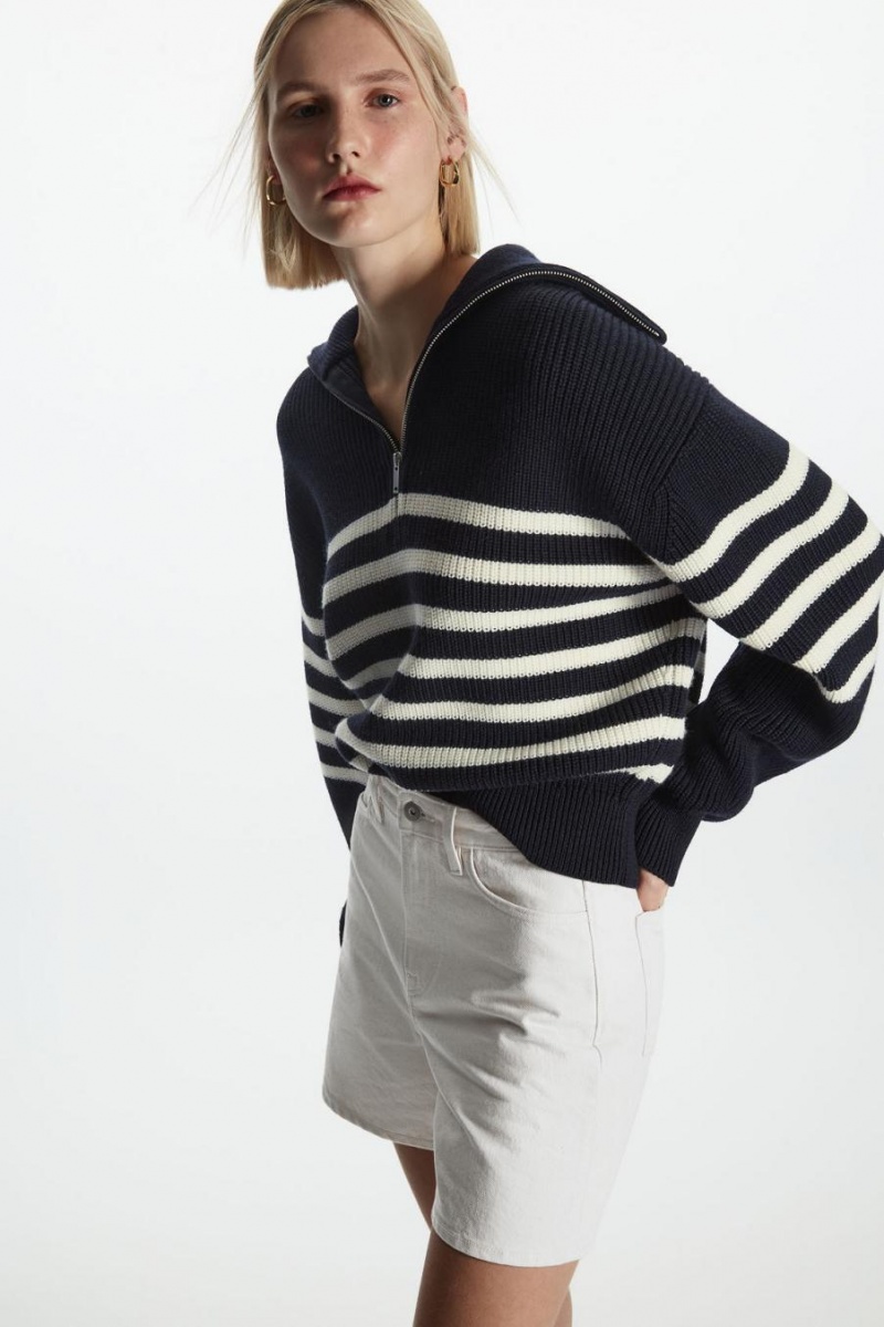 Pantaloni Scurti Dama COS Relaxed-fit Denim Albi | VNGCK-2694