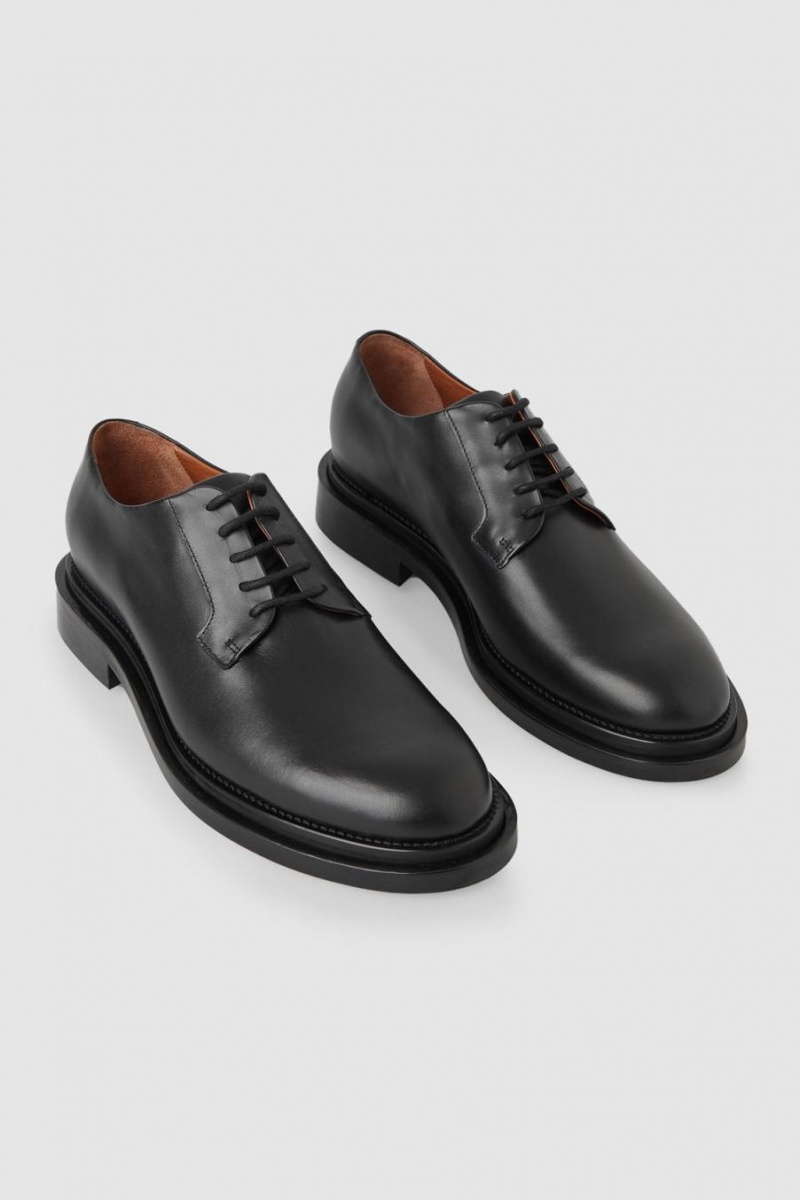 Pantofi Derby Barbati COS Piele Negrii | PSJTH-1974