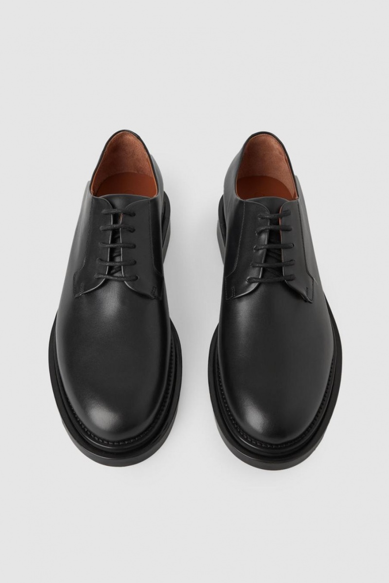Pantofi Derby Barbati COS Piele Negrii | PSJTH-1974