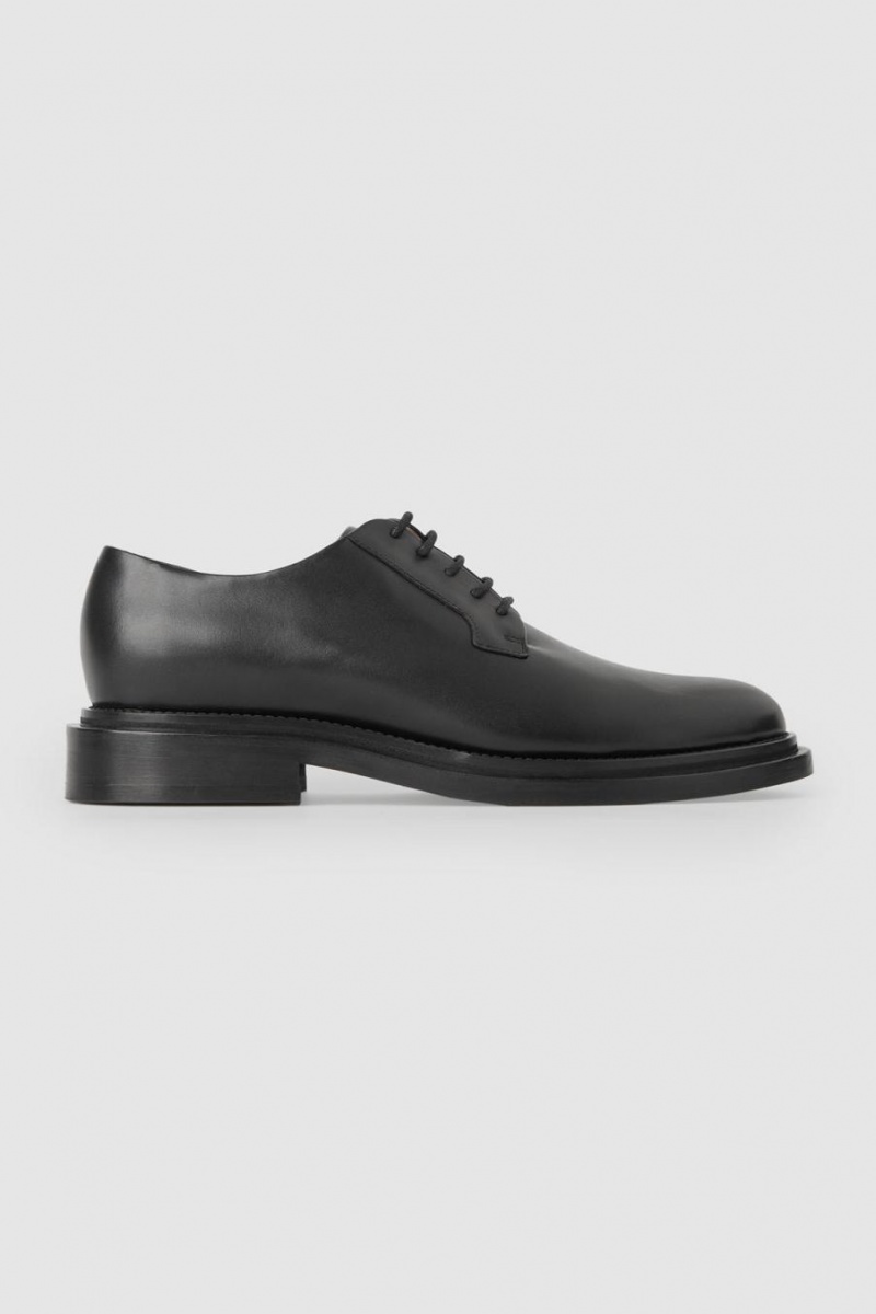Pantofi Derby Barbati COS Piele Negrii | PSJTH-1974