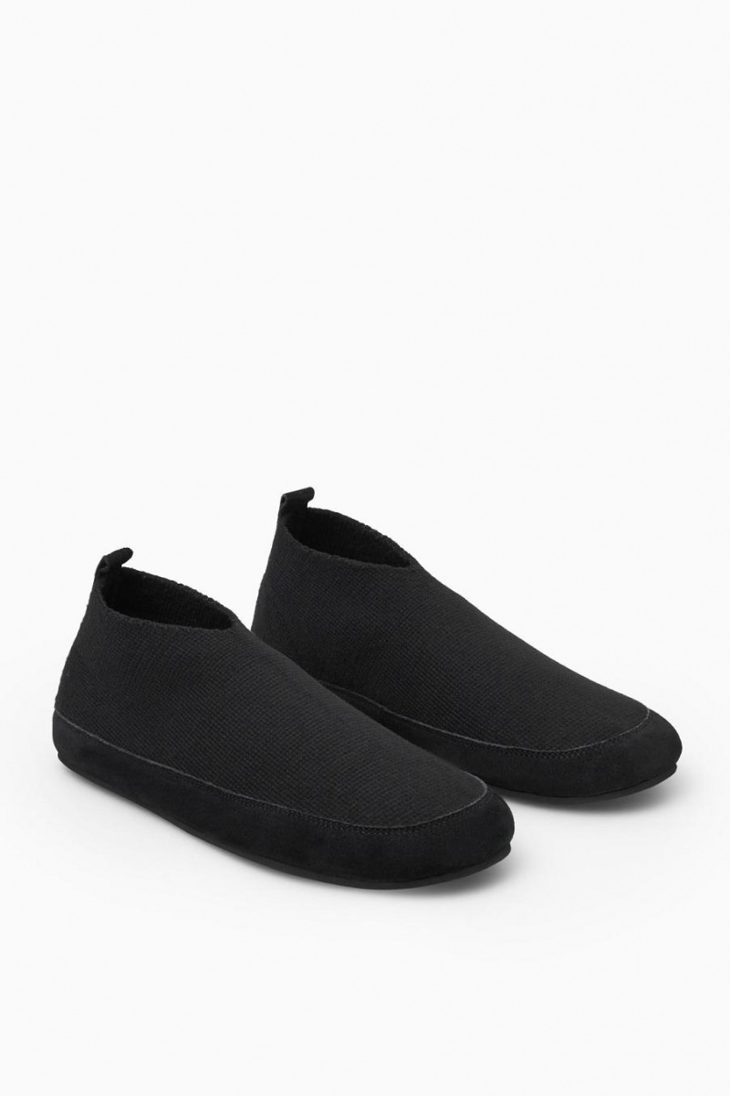 Papuci Barbati COS Teddy-lined Tricotate Negrii | XIDMQ-5349