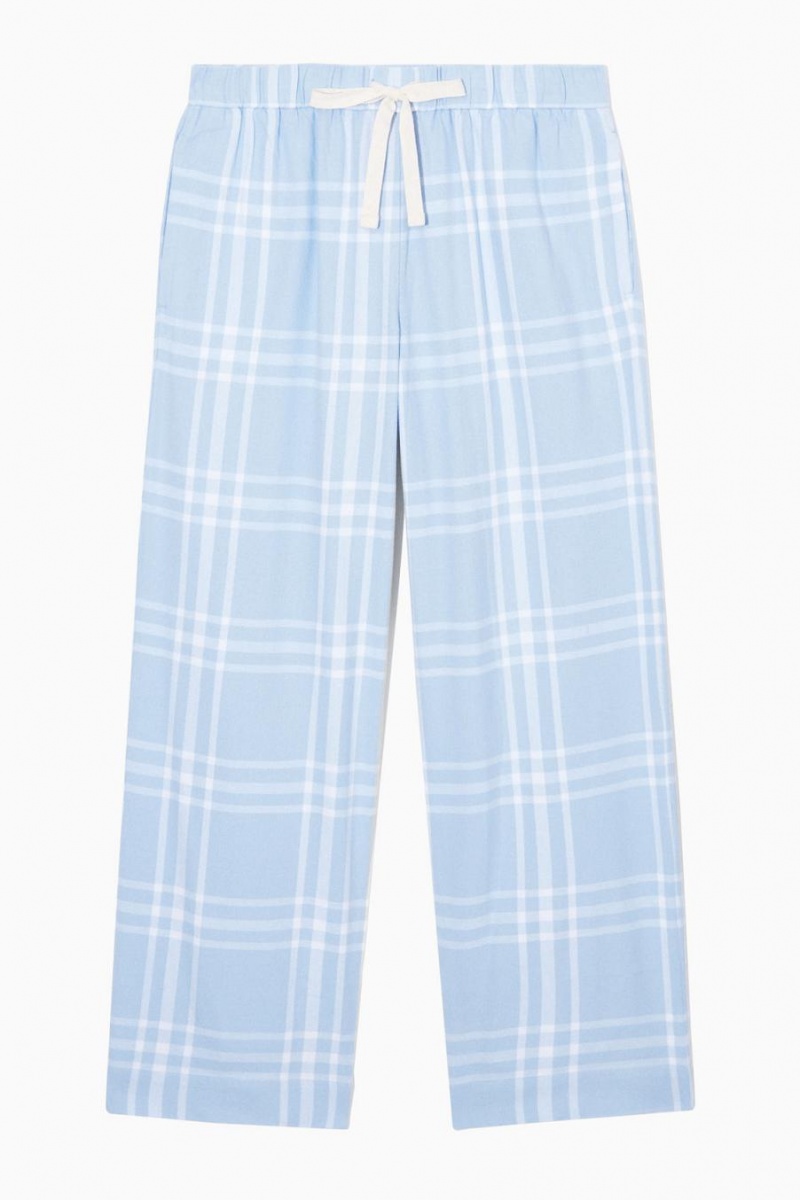 Pijama Dama COS Checked Flannel Set Albastri Deschis Albi | VLNZM-4610