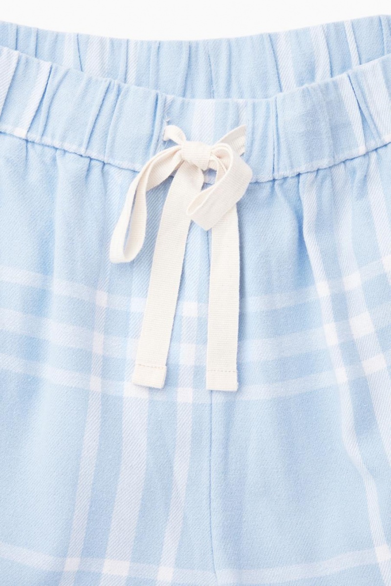 Pijama Dama COS Checked Flannel Set Albastri Deschis Albi | VLNZM-4610