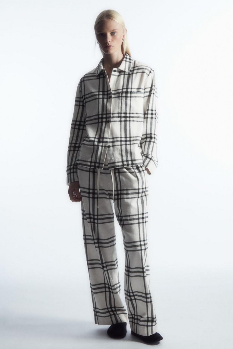 Pijama Dama COS Checked Flannel Set Albi Negrii | XGBVC-3524