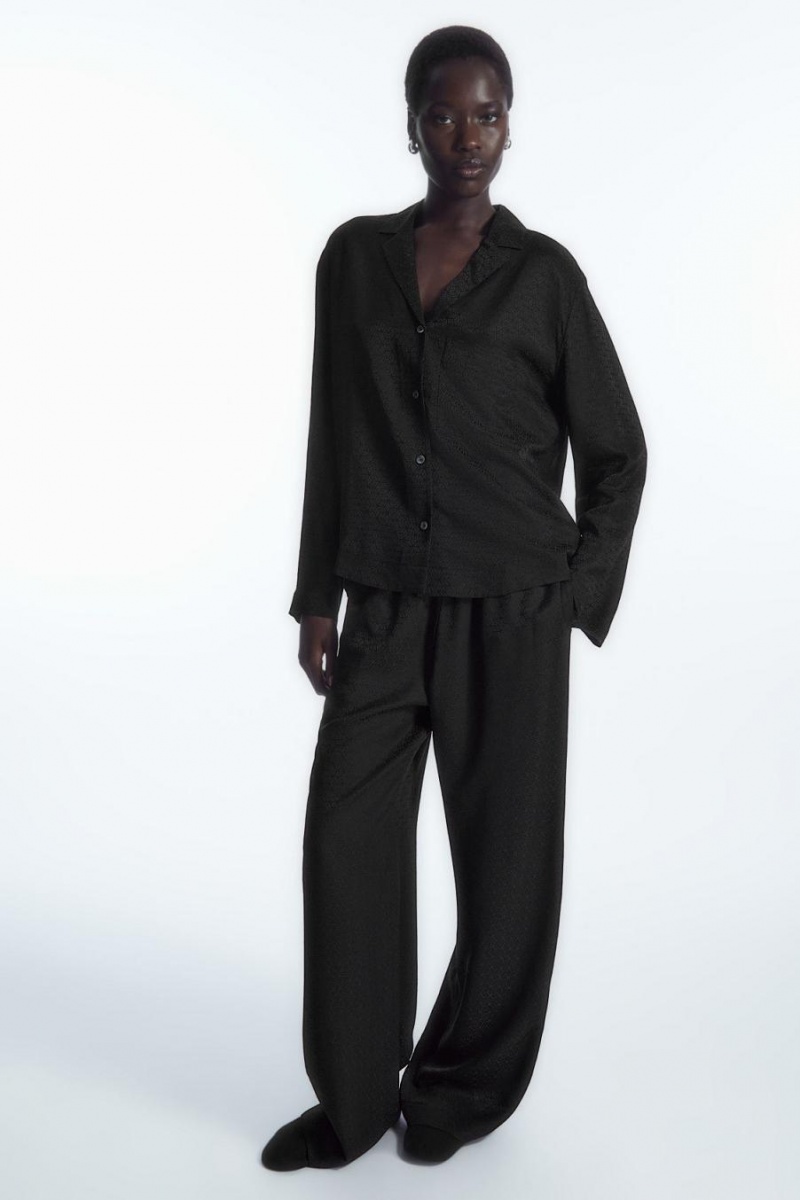 Pijama Dama COS Geometric-jacquard Silk Negrii | QMWNC-1849