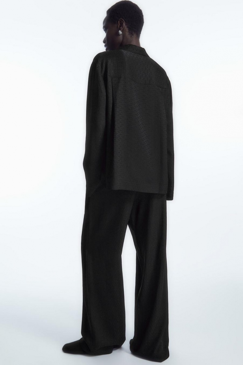 Pijama Dama COS Geometric-jacquard Silk Negrii | IHCXG-8210