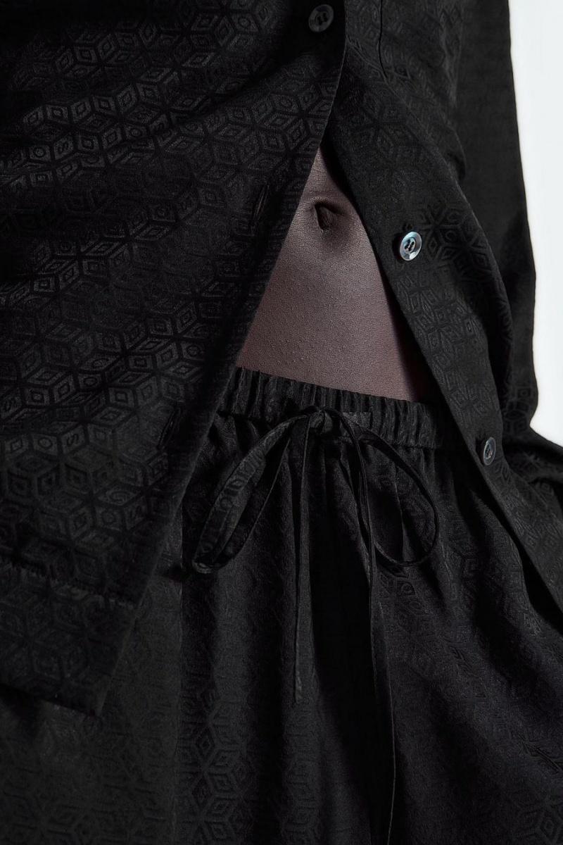Pijama Dama COS Geometric-jacquard Silk Negrii | IHCXG-8210