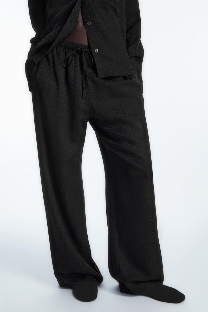 Pijama Dama COS Geometric-jacquard Silk Negrii | IHCXG-8210