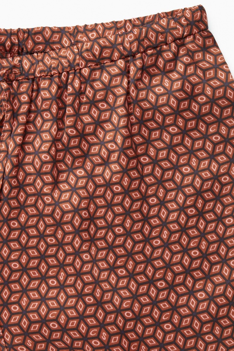 Pijama Dama COS Printed Pure Silk Rosii | OHEMP-7326
