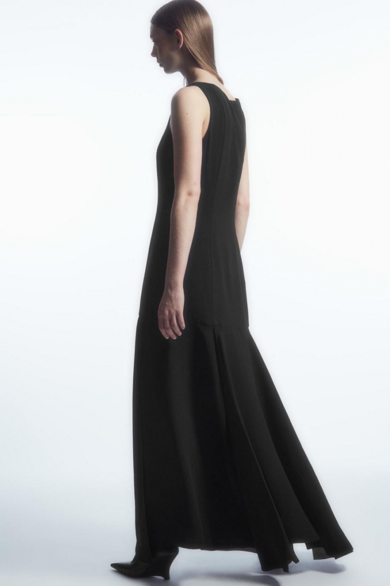 Rochie Dama COS Asymmetric Flared-hem Maxi Negrii | NXWPH-9534