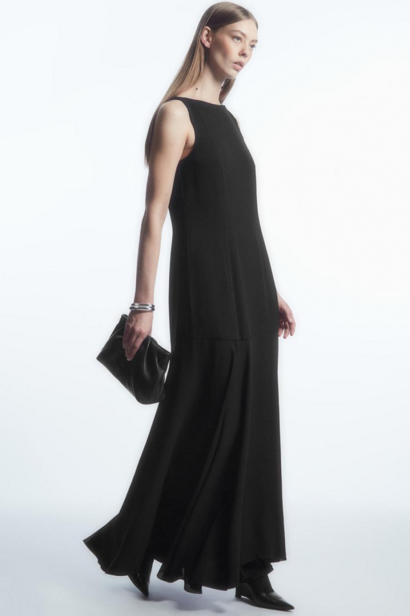 Rochie Dama COS Asymmetric Flared-hem Maxi Negrii | NXWPH-9534