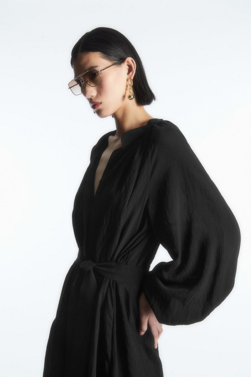 Rochie Dama COS Belted Midi Shirt Negrii | LMVFD-1702