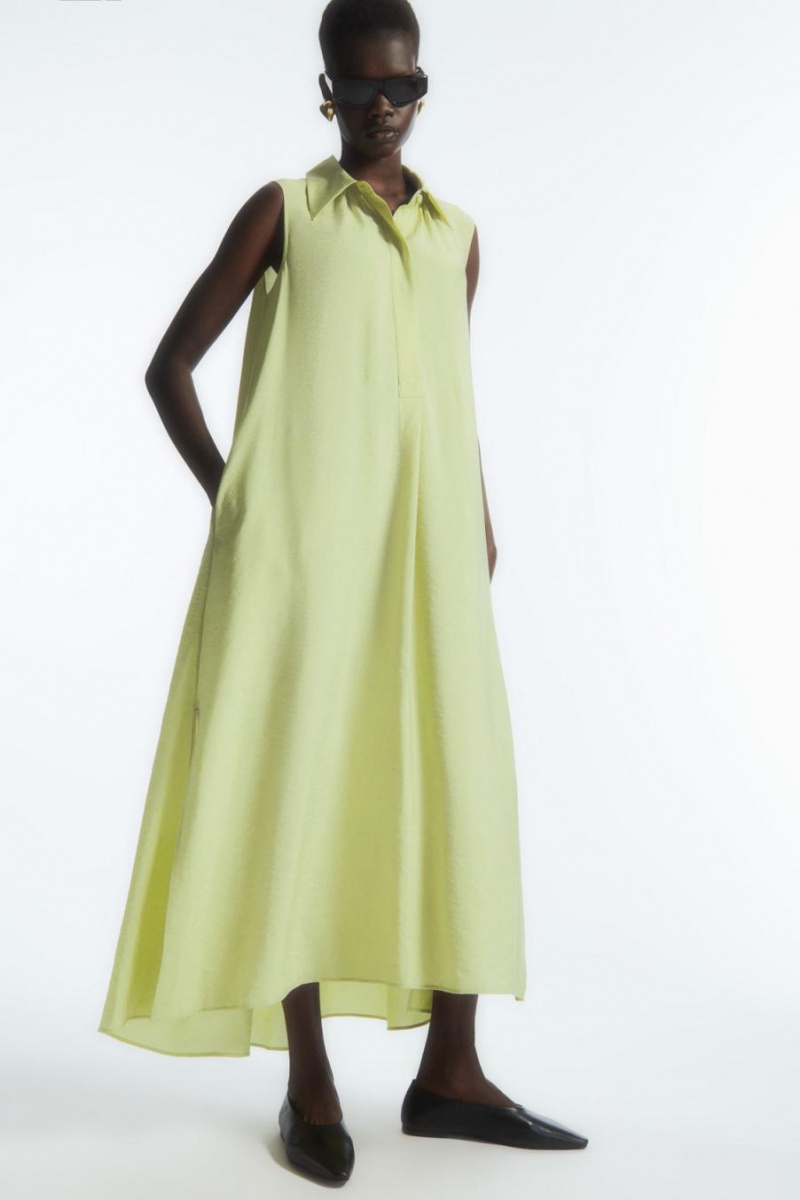 Rochie Dama COS Bow Fara Maneci Midi Shirt Verzi Deschis | YKOLP-0379