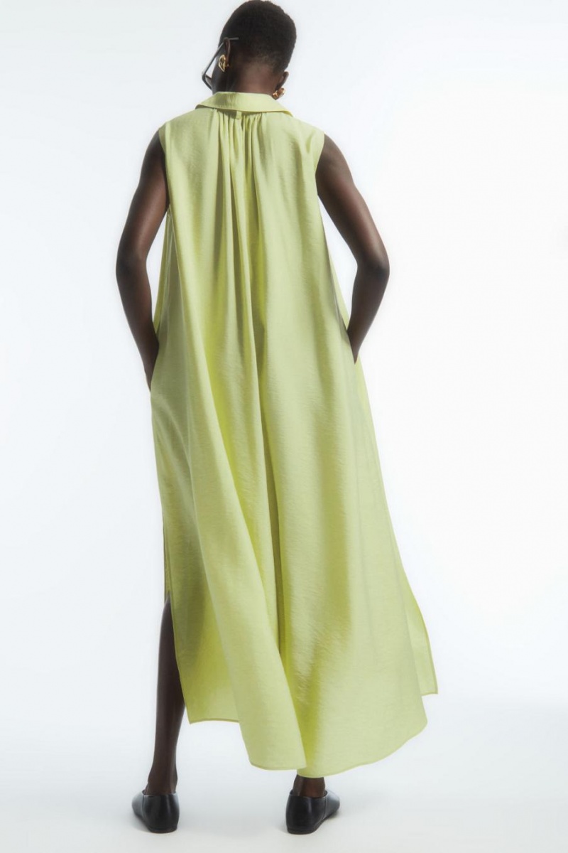 Rochie Dama COS Bow Fara Maneci Midi Shirt Verzi Deschis | YKOLP-0379