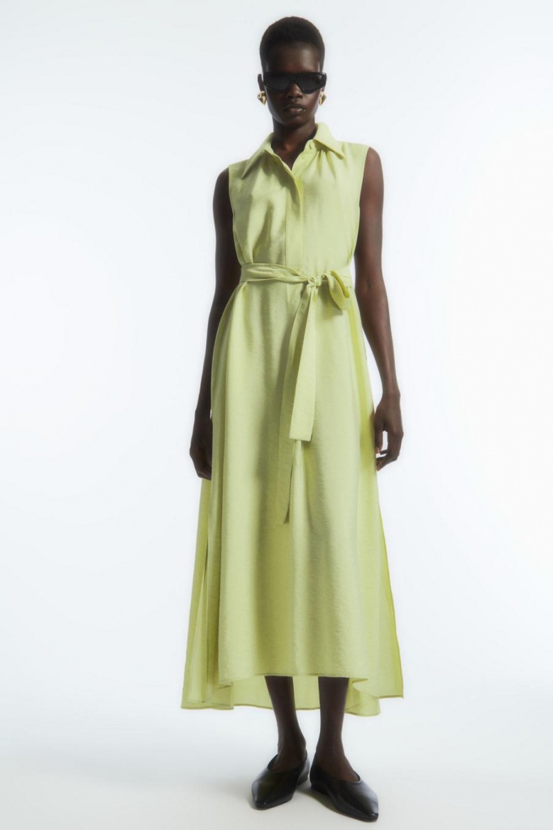 Rochie Dama COS Bow Fara Maneci Midi Shirt Verzi Deschis | YKOLP-0379