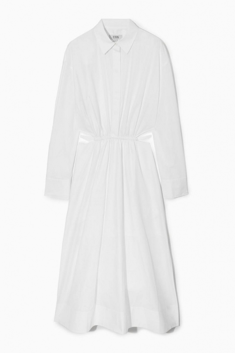 Rochie Dama COS Cutout-waist Midi Shirt Albi | JBLYU-1295