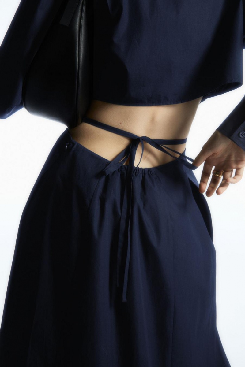 Rochie Dama COS Cutout-waist Midi Shirt Bleumarin | ZKVNG-7523