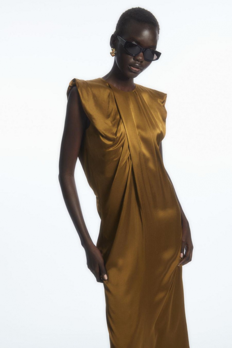 Rochie Dama COS Draped Cap-sleeve Midi Maro | XNSKP-0967
