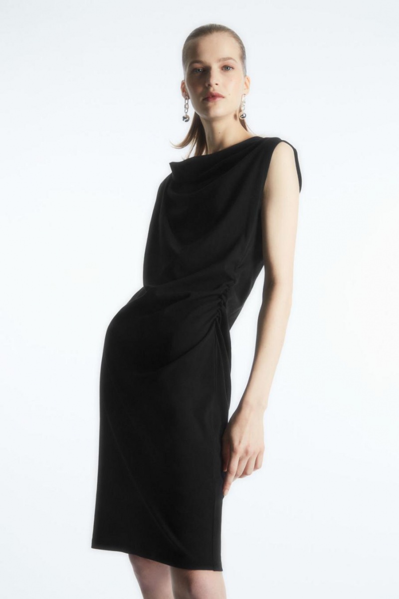 Rochie Dama COS Draped Fara Maneci Negrii | OBHWA-5360