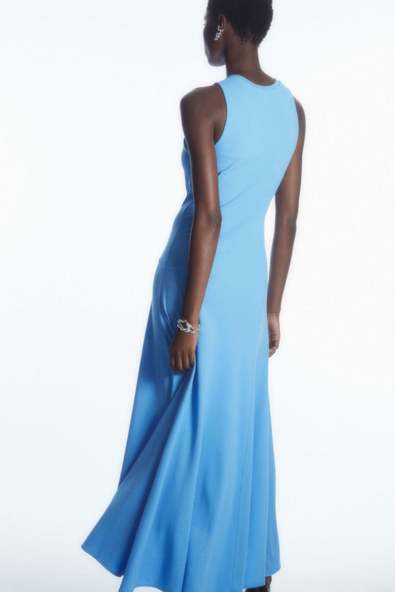 Rochie Dama COS Fara Maneci Dropped-waist Maxi Albastri Deschis | QDAXF-5032