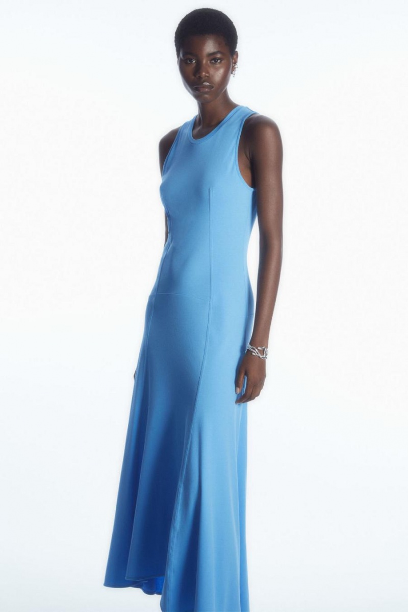 Rochie Dama COS Fara Maneci Dropped-waist Maxi Albastri Deschis | QDAXF-5032