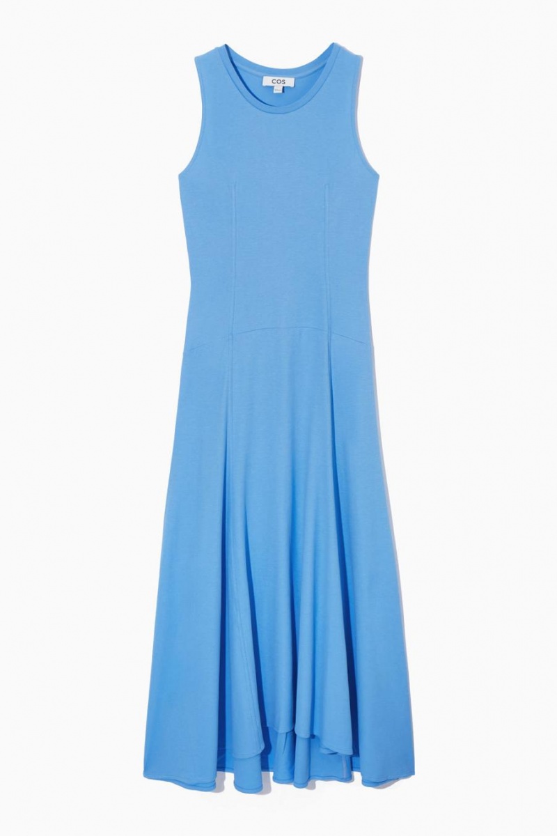 Rochie Dama COS Fara Maneci Dropped-waist Maxi Albastri Deschis | QDAXF-5032