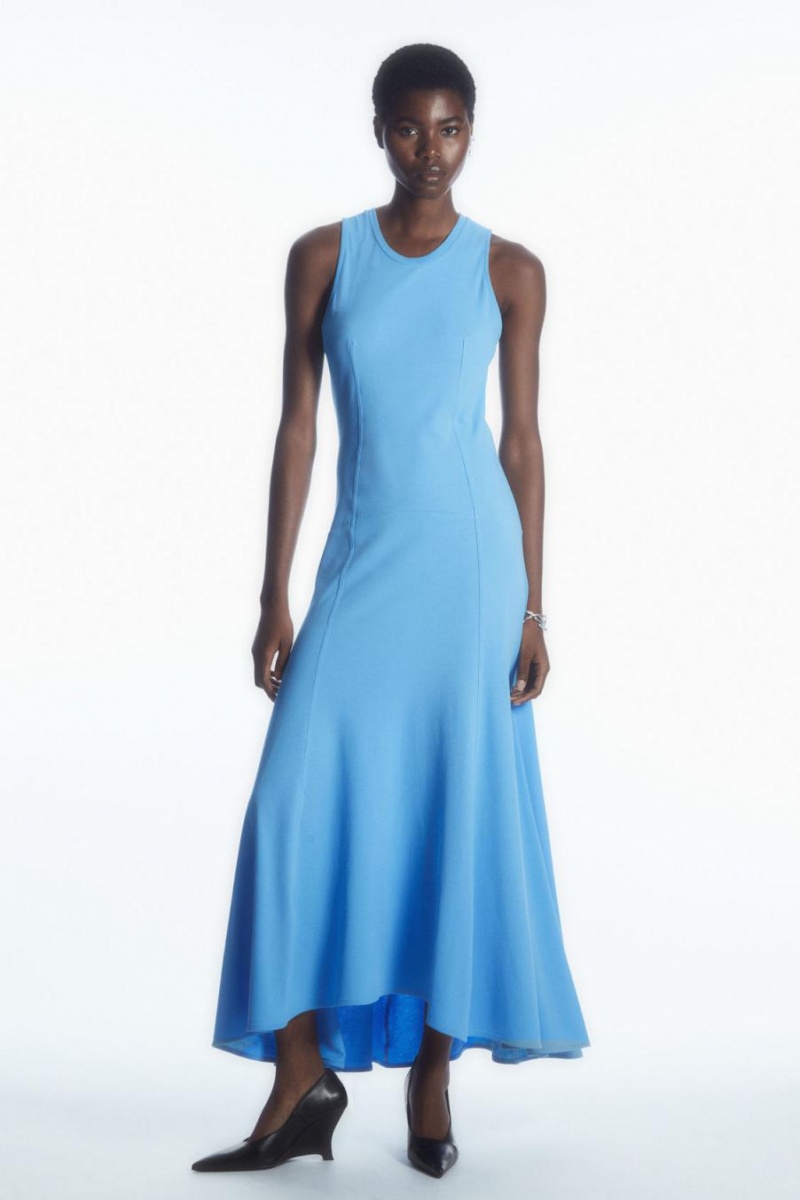Rochie Dama COS Fara Maneci Dropped-waist Maxi Albastri Deschis | QDAXF-5032