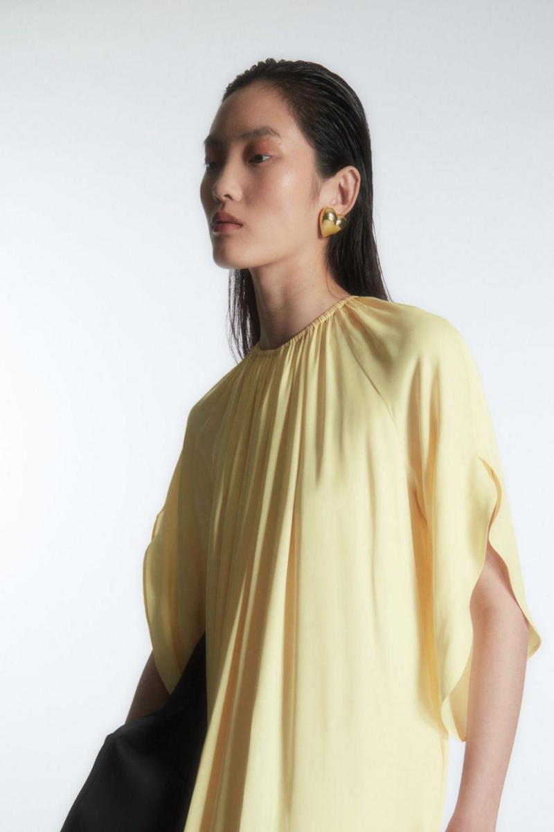 Rochie Dama COS Floaty Gathered Midi Galbeni | VXAFH-1846