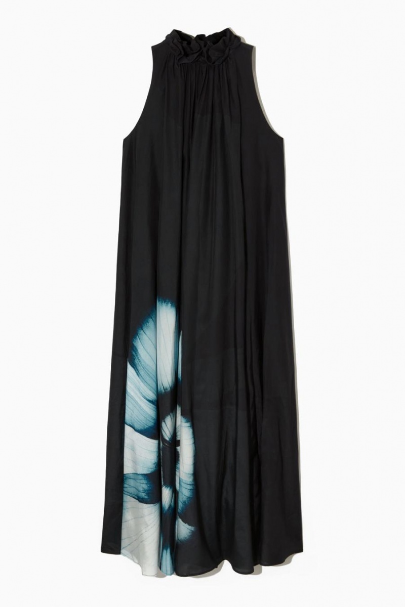 Rochie Dama COS Floral-print Silk-blend Maxi Negrii | SIHYU-4502