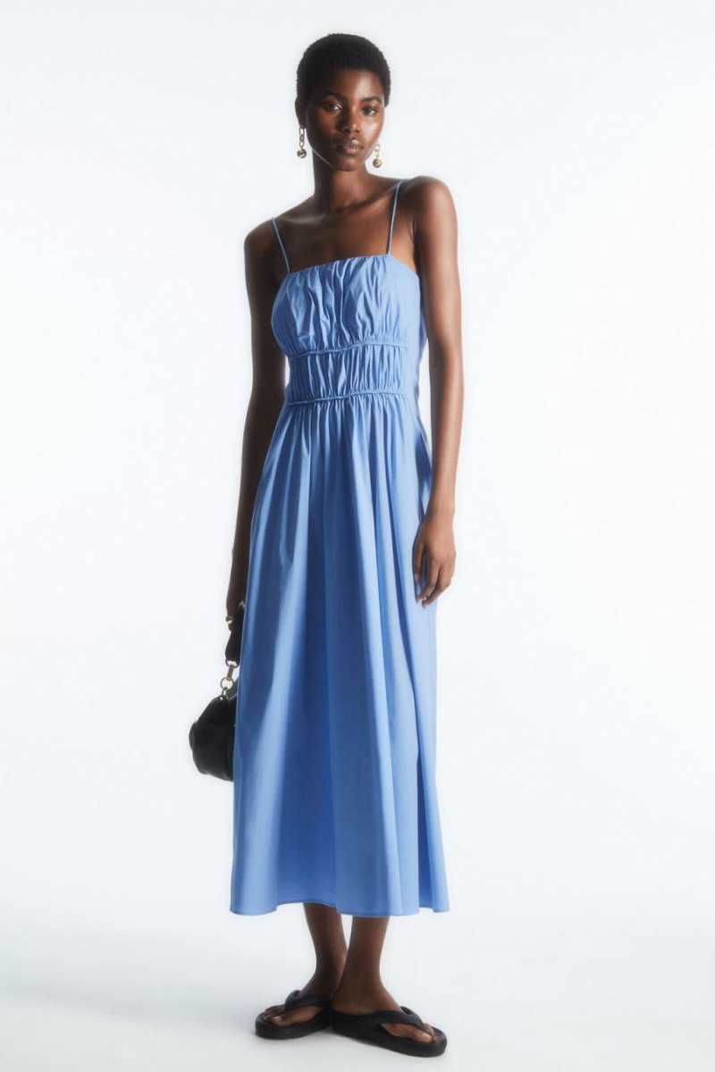 Rochie Dama COS Gathered Bustier Midi Albastri Deschis | AYOTG-1736