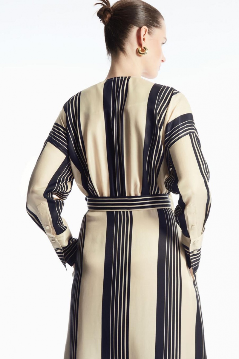 Rochie Dama COS In Dungi Midi Wrap Bleumarin Albi | TXSBV-0185
