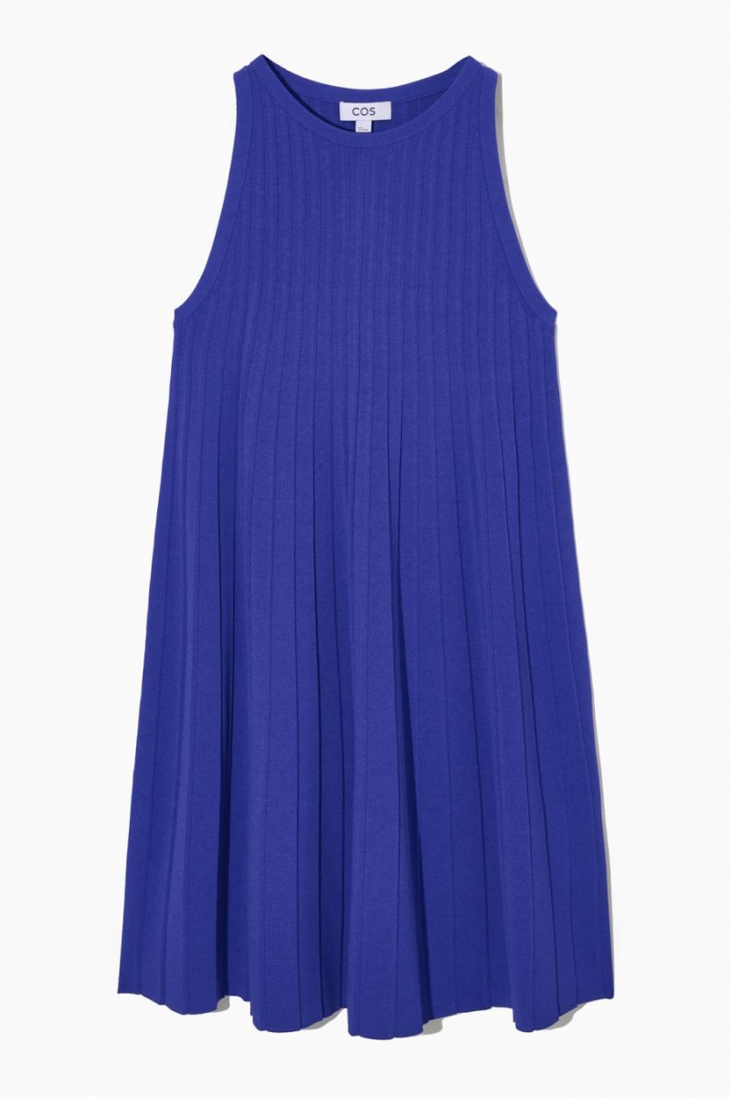 Rochie Dama COS Plisat A-line Mini Albastri | HEWZT-4012
